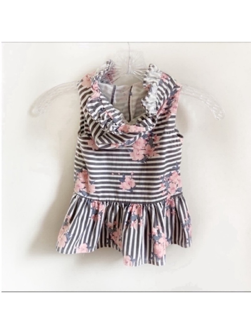 Cynthia Rowley girls vest black striped hooded floral pink ruffle - Picture 4 of 5